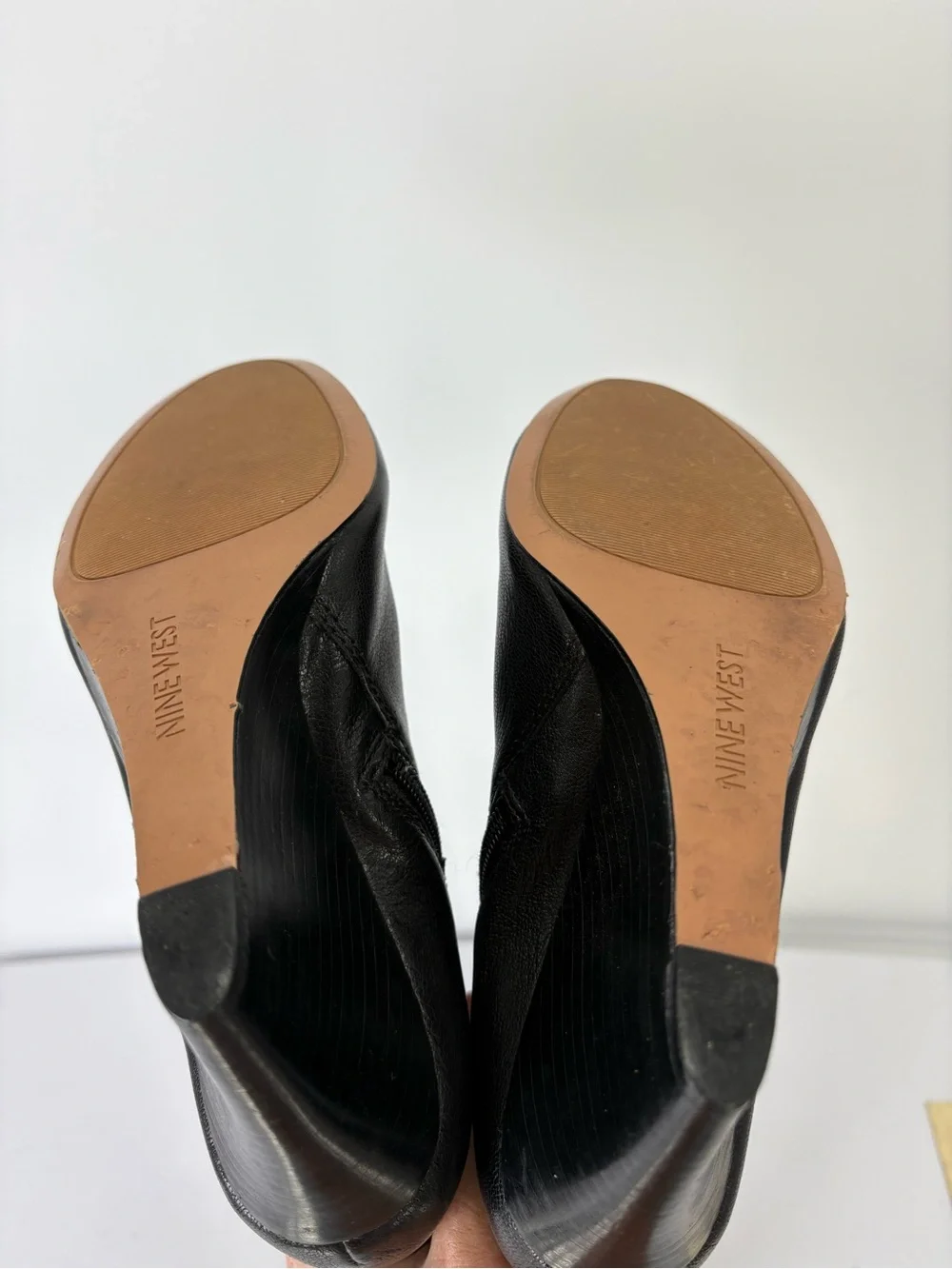 📦 Nine West Heartset leather tall Black Wedge Knee Boots
